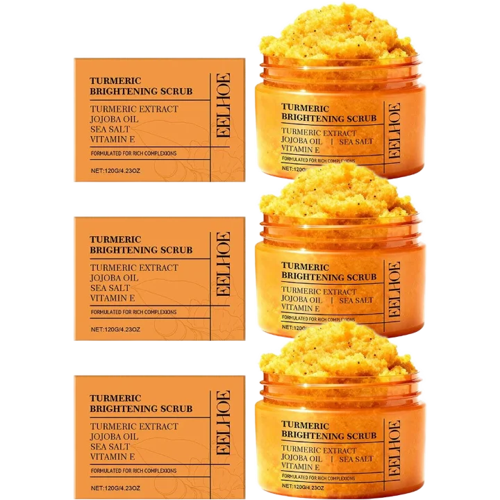 120G 1/2/3PCS Turmeric Body Scrub - All-Natural Exfoliator for Body, Face, Hand & Foot, Gently Moisturizes & Brightens Skin Care