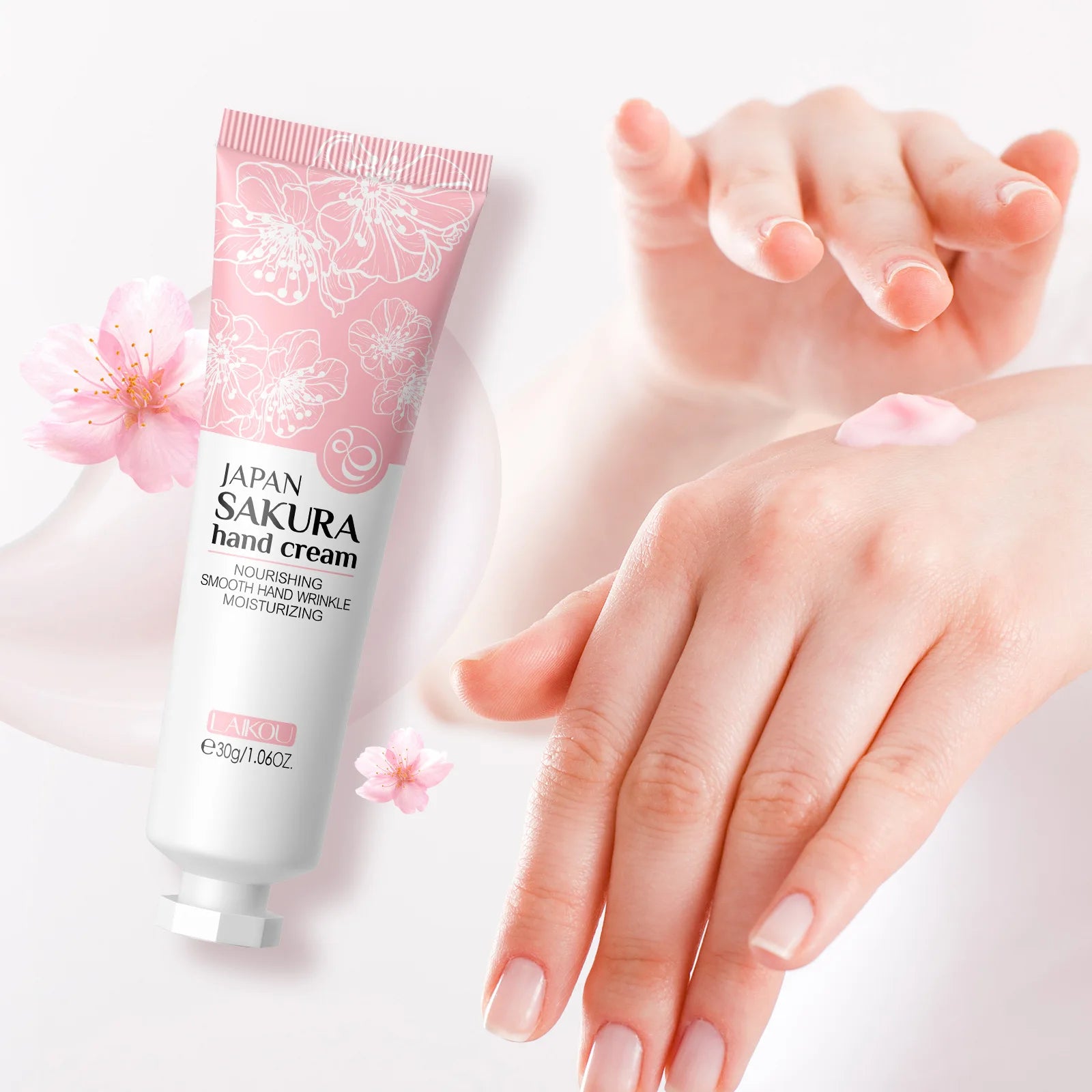 LAIKOU 8Pcs Sakura Facial Skin Care Set Moisturizing Nourishing Serum Soothing Cream Repairing Lip Balm Hand Cream Beauty Makeup